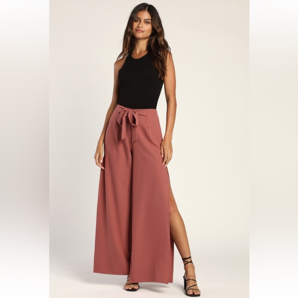 Lulu’s Going Places Mauve Wide-Leg Pants